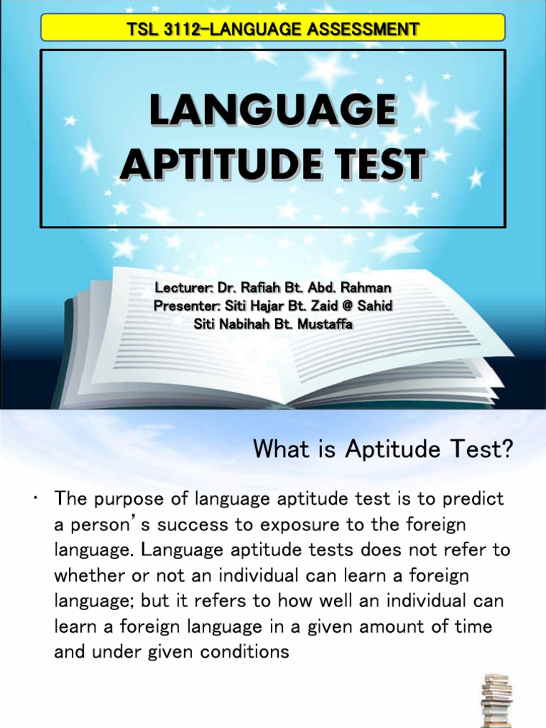 Language Aptitude Test PDF Second Language Acquisition Test
