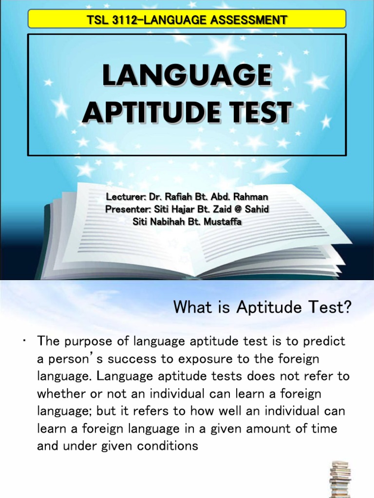 Language Aptitude Test PDF Second Language Acquisition Test Assessment 