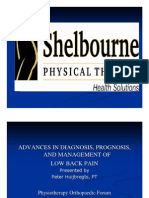 Presentation on advances in the physical therapy diagnosis, prognosis, and management of patients with low back pain