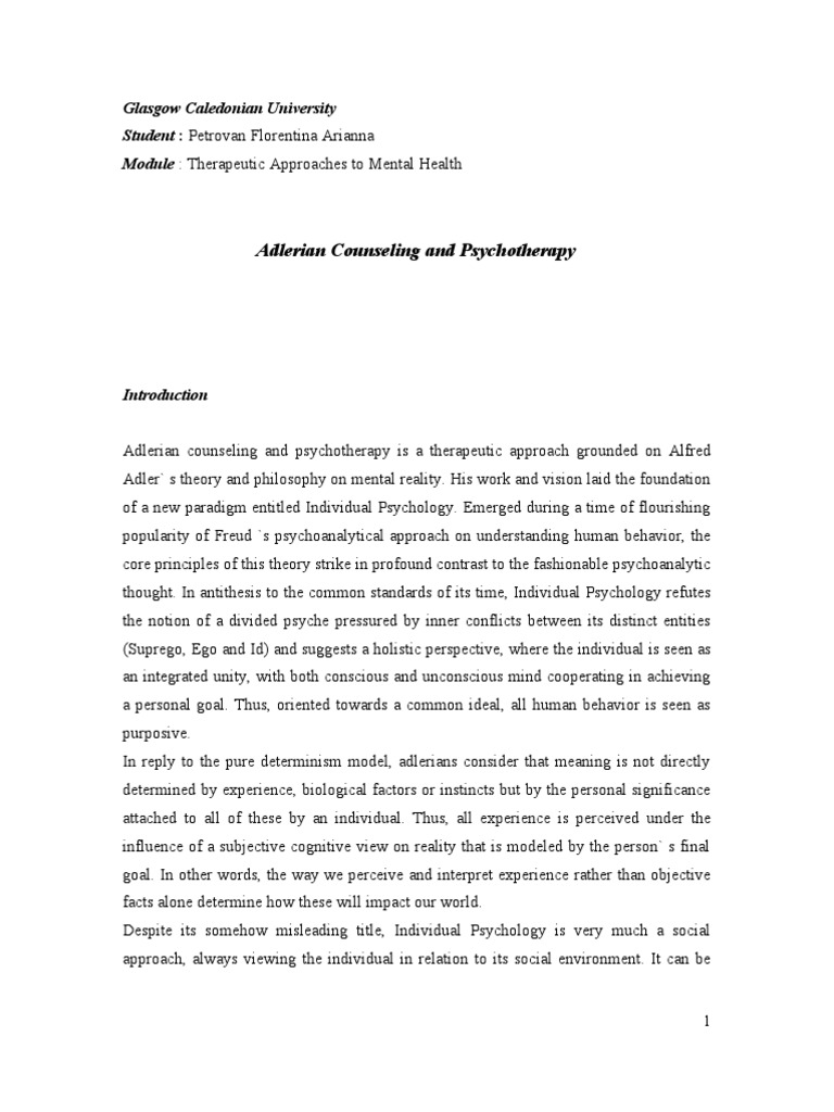 Adlerian Counseling and Psychotherapy | PDF | Psychotherapy ...