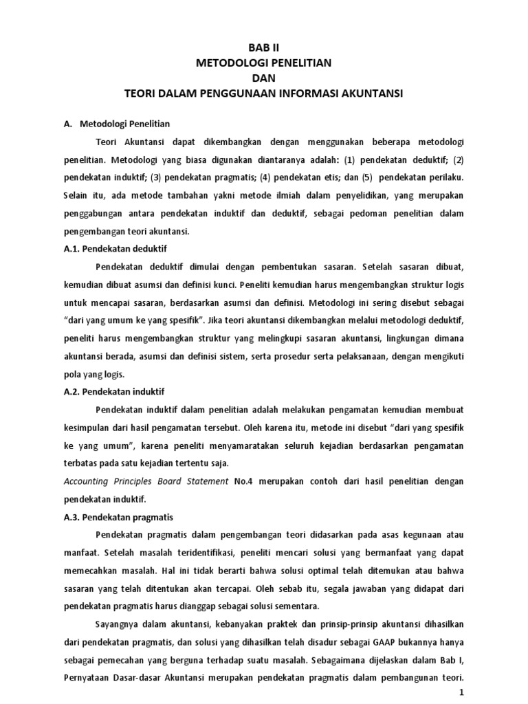 Metodologi Penelitian Dan Teori Dalam Penggunaan Informasi Akuntansi Docx