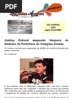 Justiça Federal suspende bloqueio de dinheiro da Prefeitura de Campina Grande