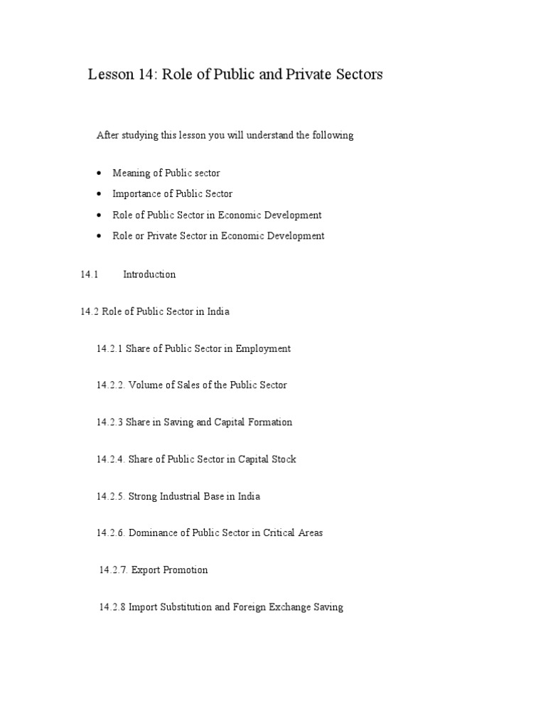 Role Of Public Private Sector In India Pdf Capital Economics