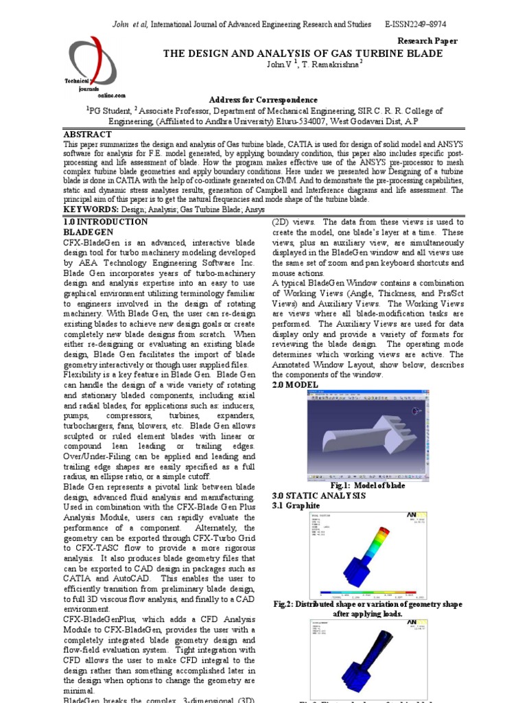 Gas Turbine Blade Design and Analysis | PDF | Turbine | Computational ...