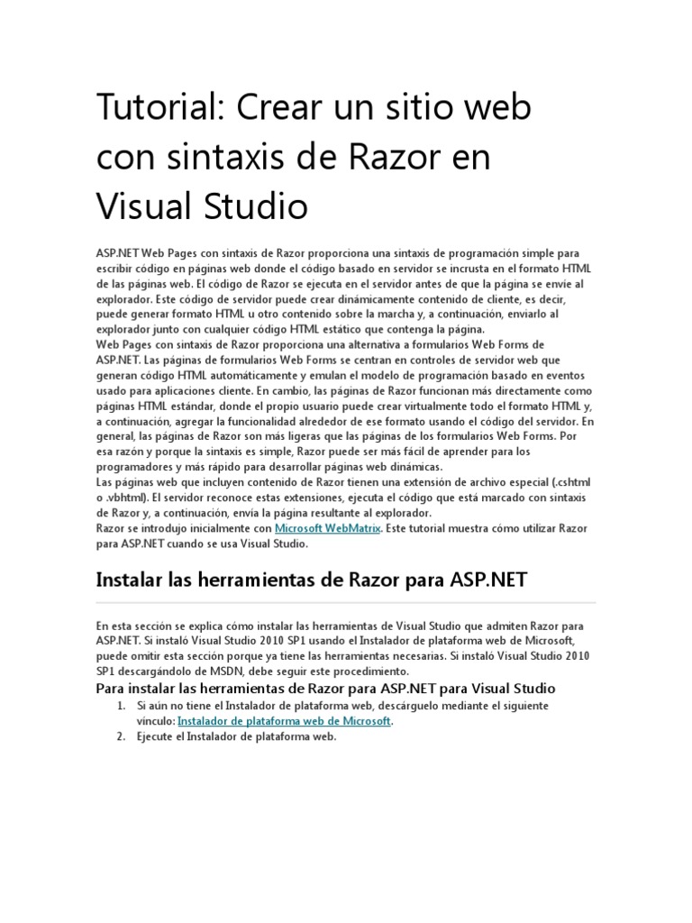 Razor en ASP | PDF | HTML | Páginas del servidor activo