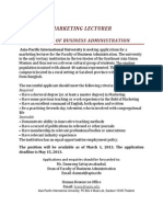 Marketing Lecturer: Faculty of Business Administration