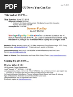 UU News You Can Use: This Week at UUFW