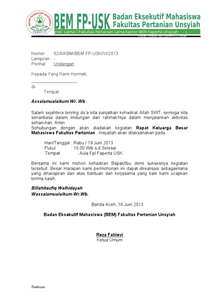 Surat Undangan Rapat Kbm