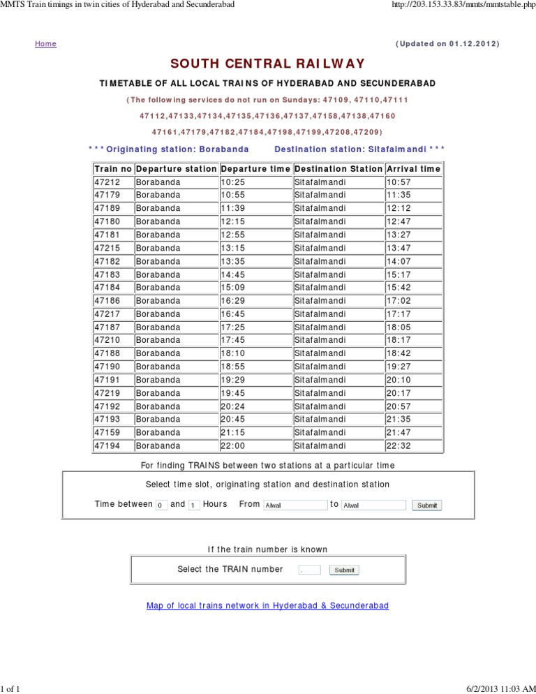 Borabanda Train Timetable | PDF