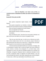 09-07-2004 Discurso Do Presidente Da Republica - Luiz Inacio Lula Da Silva - Na Cerimonia Alusiva A Despedida Dos Atletas