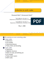 An Introduction To Cyclic Codes: Emanuele Betti, Emmanuela Orsini