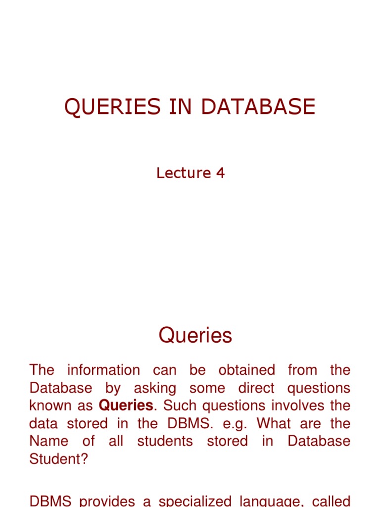 Understanding DBMS Query Languages | PDF