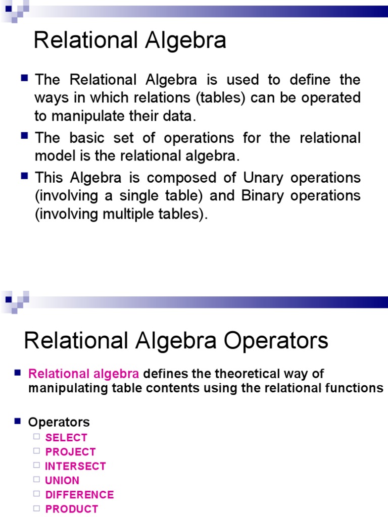 Relation Algebra | Relational Model | Physics & Mathematics