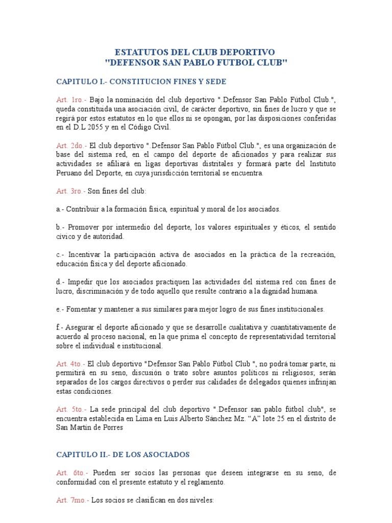 Estatutos Del Club Deportivo | PDF | Deportes | Quórum