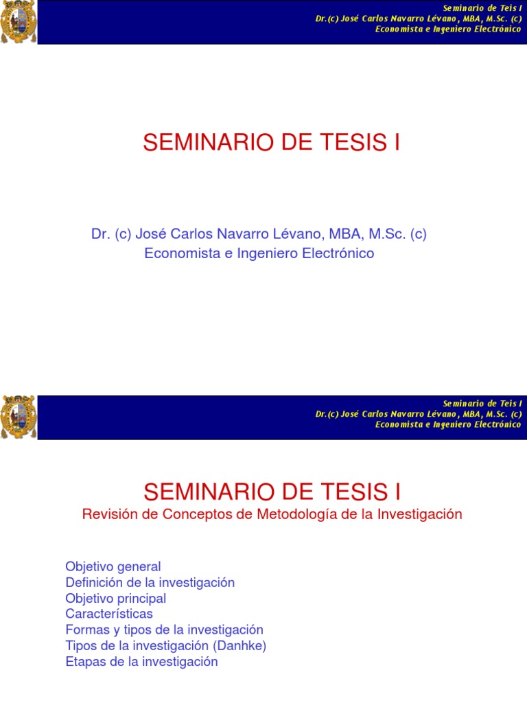 Seminario de Tesis I Presentacion | PDF | Seminario | Economista