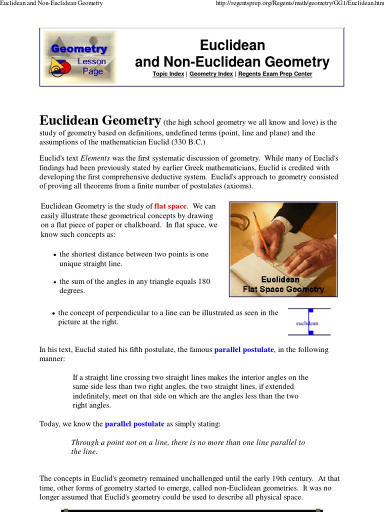 Euclidean and Non-Euclidean Geometry | PDF | Hyperbolic Geometry | Non ...