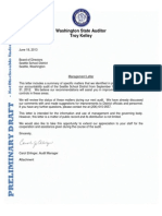 WA State Auditor Management letter, 6/18/13, to Seattle Schools regarding HR and salaries