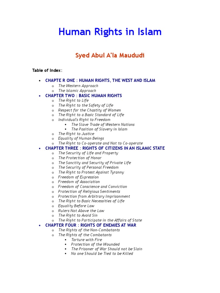 Human Rights in Islam | PDF | Prisoner Of War | Slavery