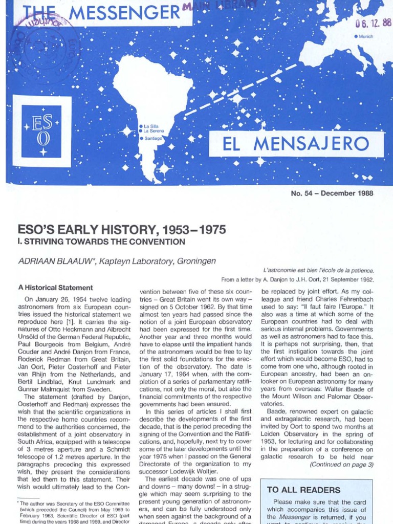 Messenger No54 Astronomy Science Mathematics