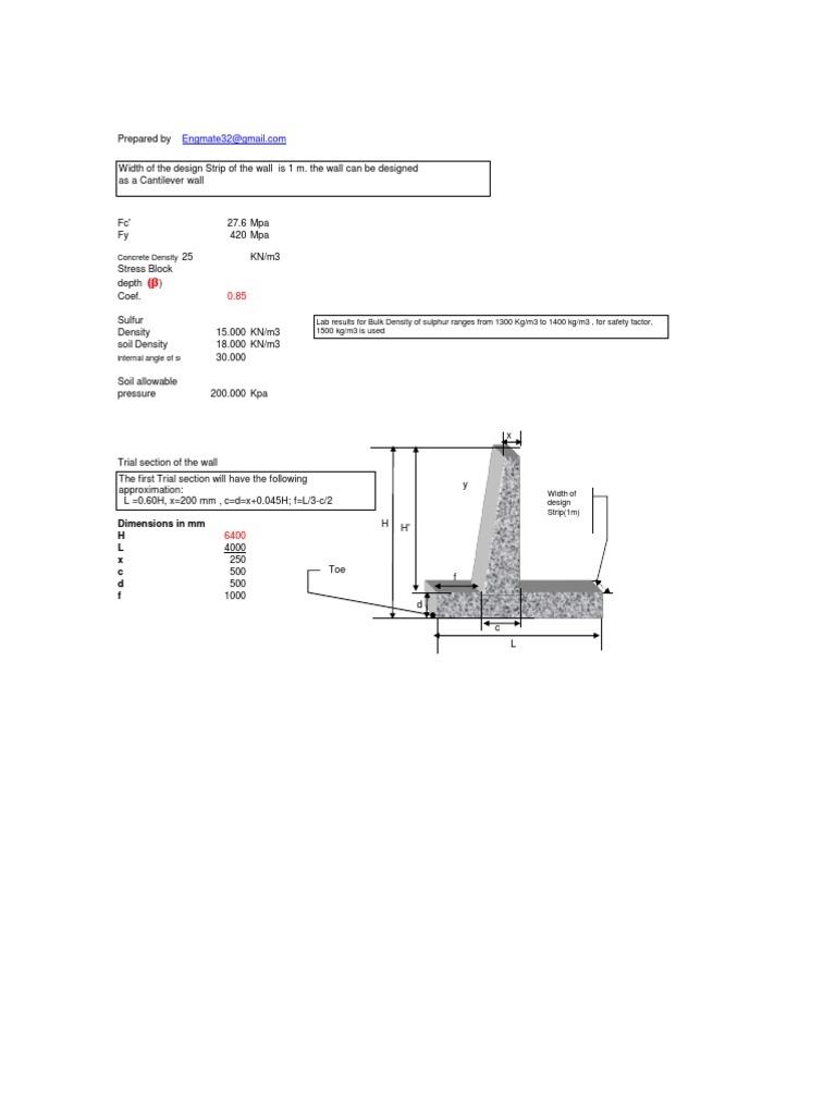RCC Retaining Wall Design Details | PDF | Concrete | Pressure
