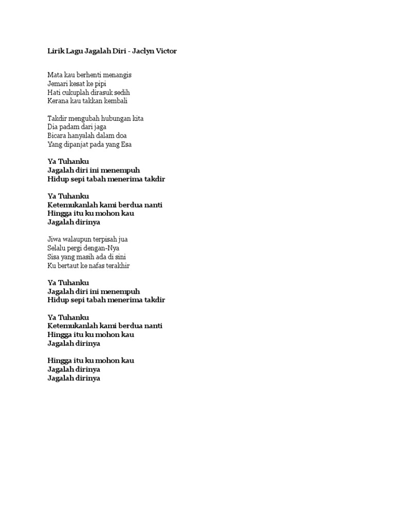 Lirik Lagu Jagalah Diri Pdf