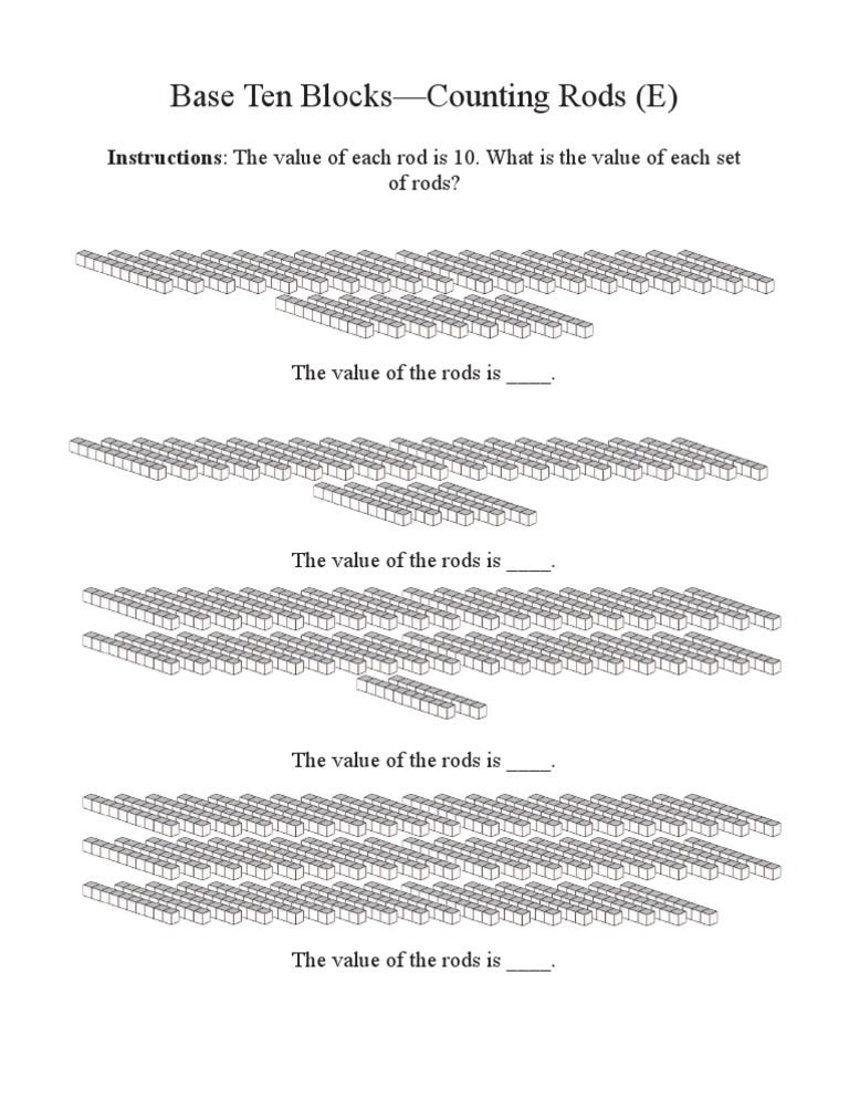 Base Ten Blocks Counting Rods Guide | PDF | Language Arts & Discipline ...