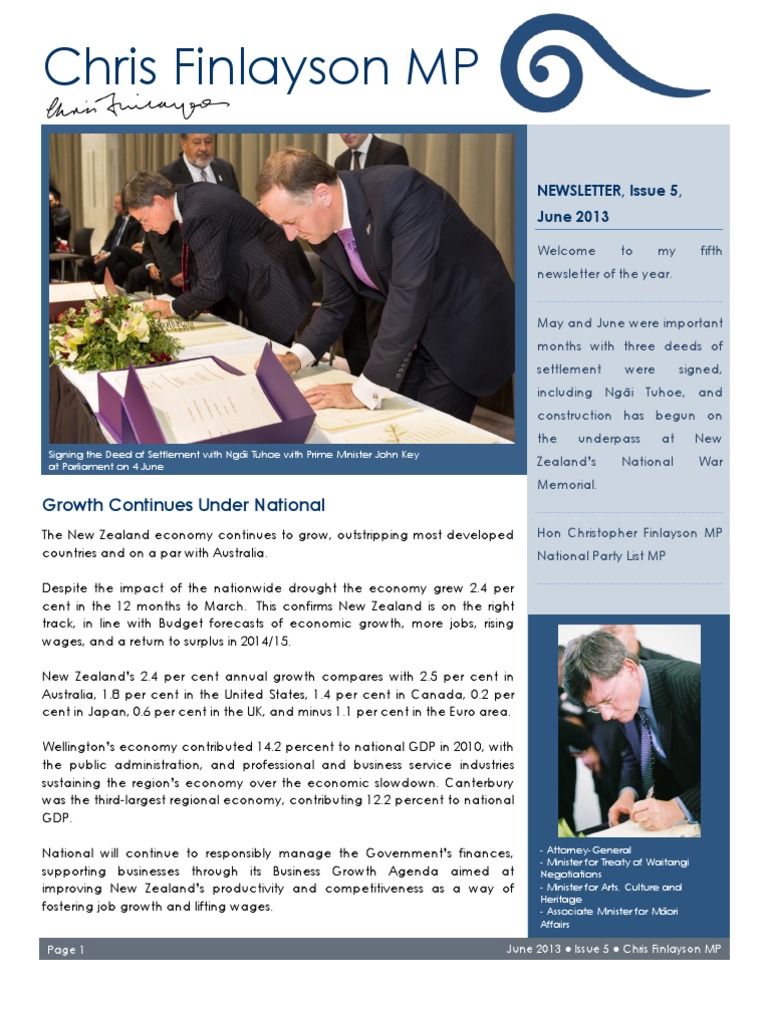 Chris Finlayson MP Growth Continues Under National PDF New Zealand 1667582749