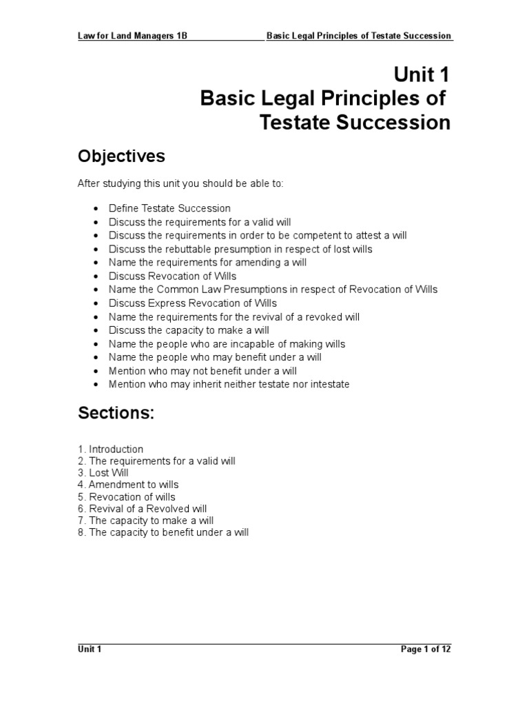 Principles of Testate Succession | PDF | Will And Testament | Intestacy