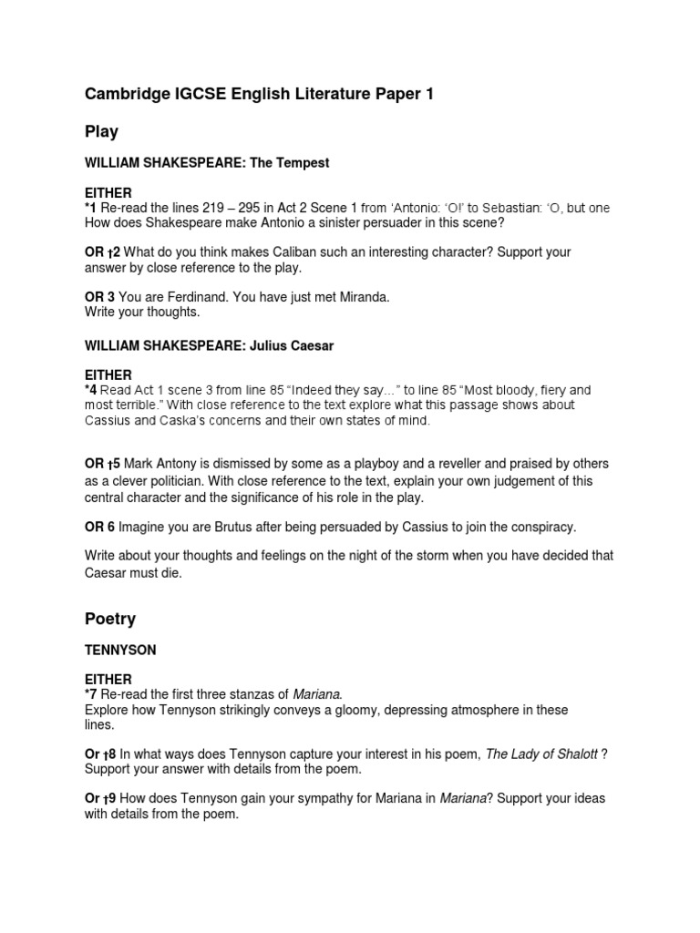 Igcse english literature past papers romeo juliet image