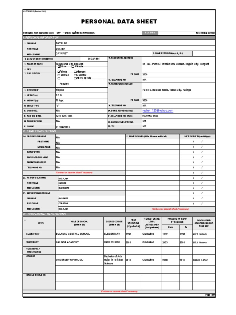 what to write in basic education in pds