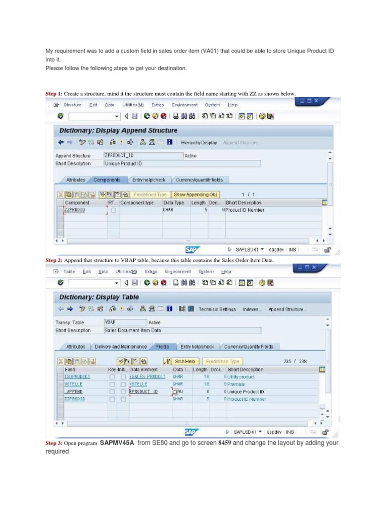 Add Custom Field in SAP VA01 Sales Order | PDF