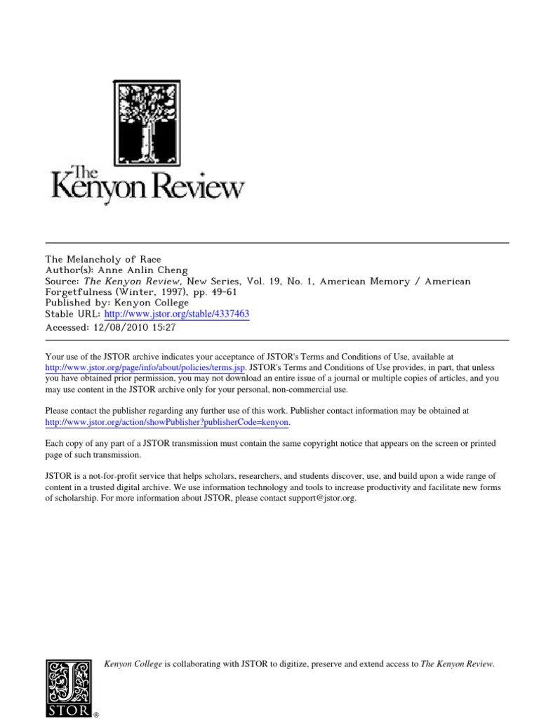 Cheng, The Melancholy of Race PDF Id Race (Human Categorization)