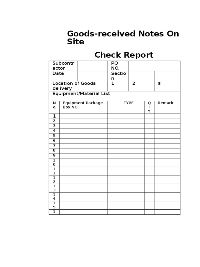 Goods Received Notes and Check Report | PDF