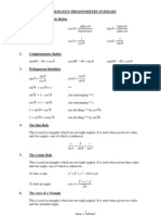 Mathematics Trigonometry Summary 1. Basic Trigonometric Ratios