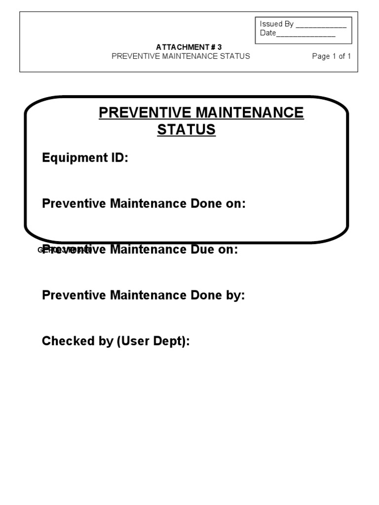 Preventive Maintenance Status Report | PDF
