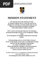 mission statement of st thomas aquinas college