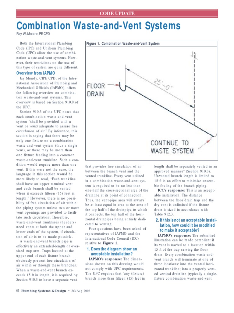 ASPE PSD Combination Waste and Vent Systems Oxygen Plumbing