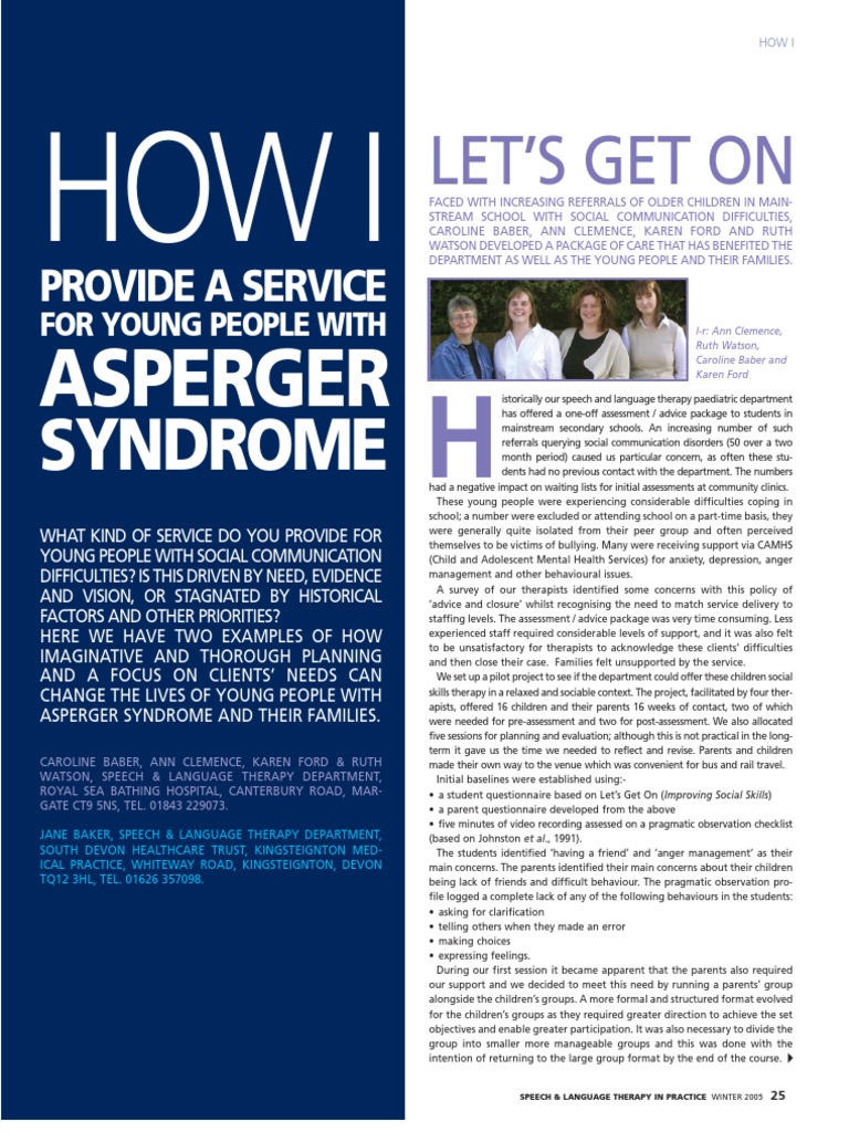 How I provide a service for young people with Asperger syndrome (1