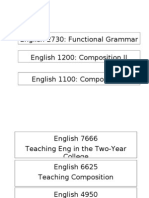 English 2730: Functional Grammar English 1200: Composition II