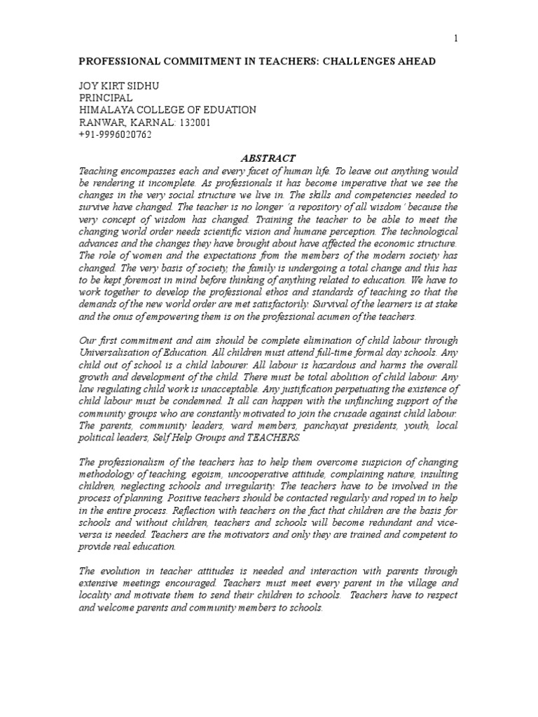 Teacher Commitment to Quality Education | PDF | Teacher Education ...