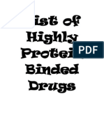 List of Highly Protein Binded Drugs