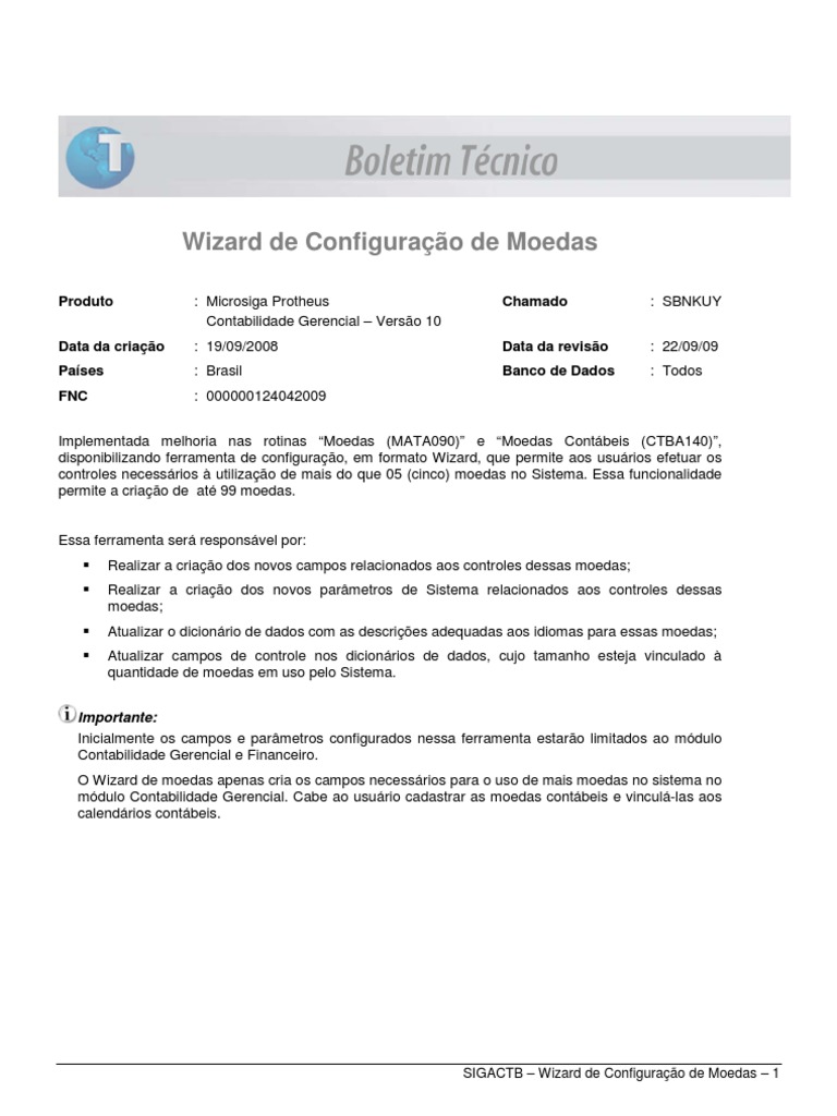 Wizard de Configuração de Moedas | PDF | Moeda | Contabilidade