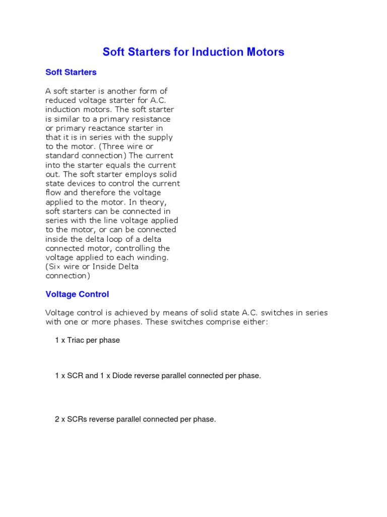 An InDepth Look at Soft Starters for Induction Motors Their Operation