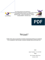 Análisis Crítico Sobre Los Antecedentes, Evaluación y Reorientación Del Proyecto Comunitario