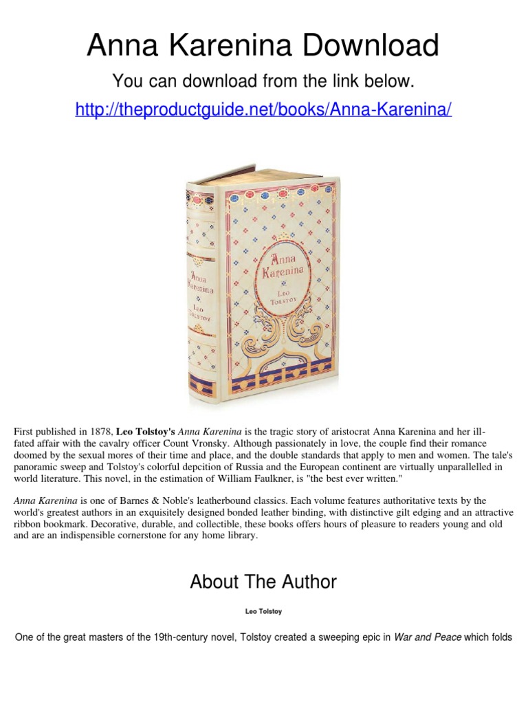 Anna Karenina Download Leo Tolstoy Anna Karenina