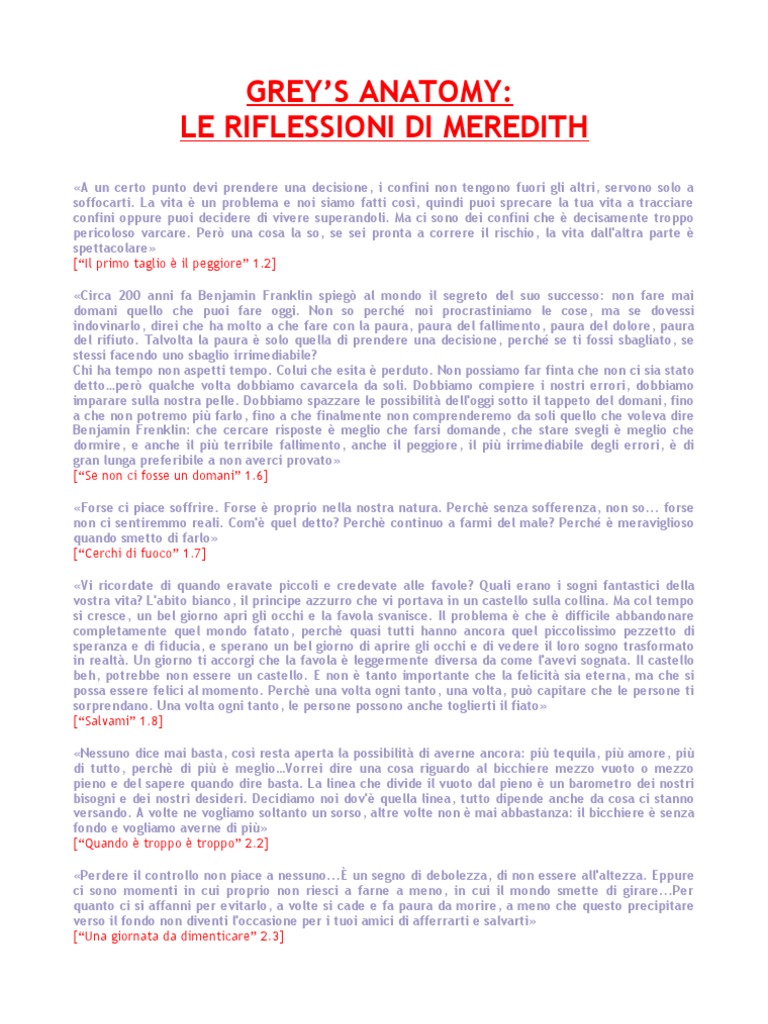 Grey S Anatomy Riflessioni Di Meredith