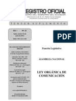 Ley Orgánica de Comunicación de Ecuador - Registro Oficial, 2013 PDF