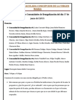 Acta de la Reunión de Comunidades de Evangelización del día 17 de junio del 2013