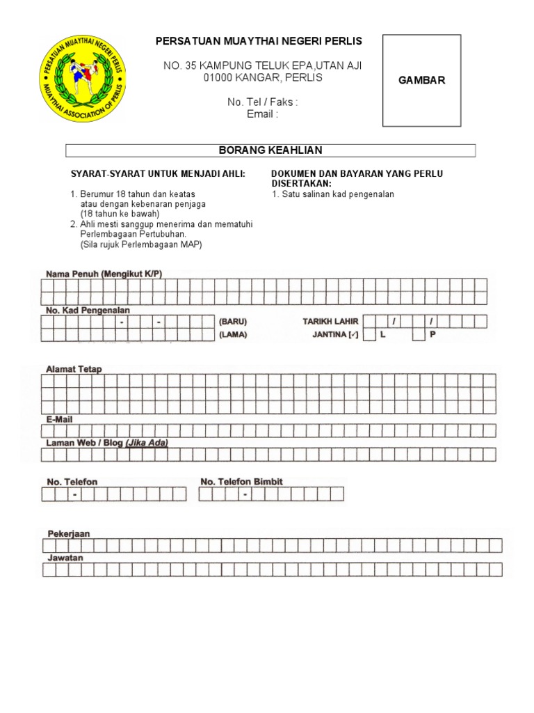 Borang Ahli Map  PDF