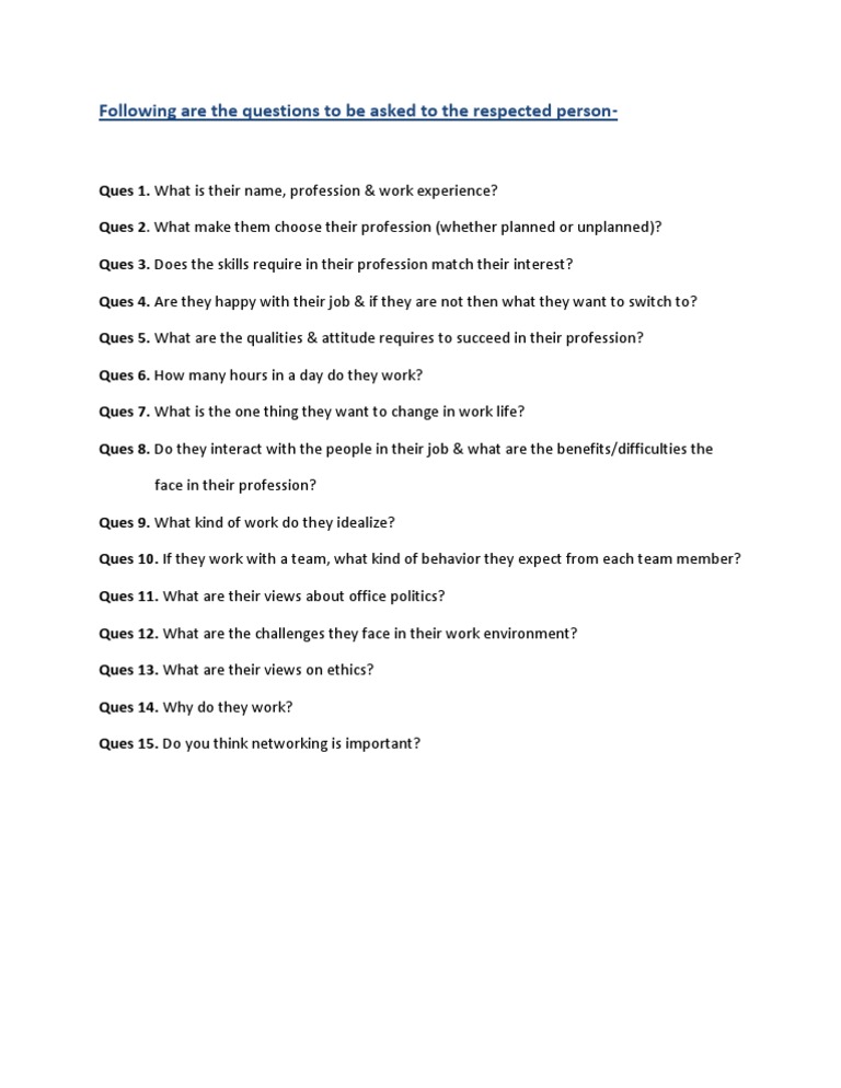 Questions For Career. | PDF